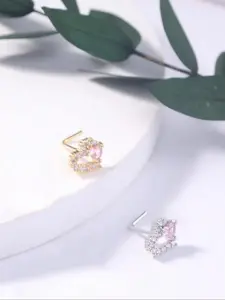 Heart Nose Stud Ring for Women Men - Stainless Steel Pin Bone Design Hypoallergenic Body Piercing Jewelry Nostril Nose Piercing, Party Style Nose Pin All Season Wearable, Ideal for Music Festivals, Pride Month, Halloween, Thanksgiving & Christmas Gift