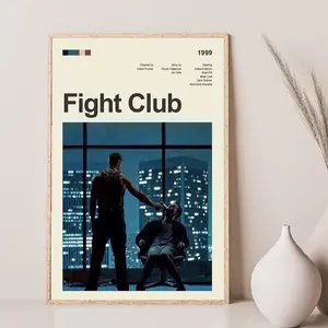 Mid Century Modern Fight Club Movie Poster, Retro Movie Print, Modern Vintage Movie Poster No Frame
