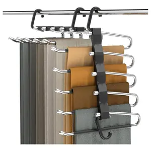 2 Pack Space Saving Pants Hangers – Stainless Steel Closet Organizer Rack
