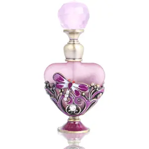 YU FENG Vintage Dragonfly Pewter and Glass Perfume Bottle with Diamand, Empty Refillable Mini Perfume Bottle YUFENG CRAFTS MANUFACTURE CO.,LTD