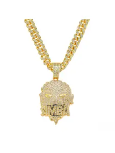 New Arrival Men's Full Diamond Chain Hip-Hop Style Personalized Mask Figure Letter Pendant Necklace