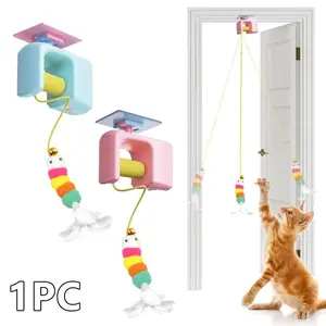 Cat Toys for Indoor Hanging Door Interactive Pet Toy Rechargeable Automatic Retractable Kitten Toys Teaser Electronic Self Play Feather Cat String Toy for Bored Adult Kitten Exercise Pet Gift Interactive Cat Toys