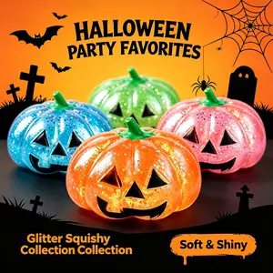 Cute Pumpkin Shape Slow Rebound Squishy Fidget Ball, Halloween Decor Squeeze Toy, Portable Stress Relief Play Toy for Party & Daily Use