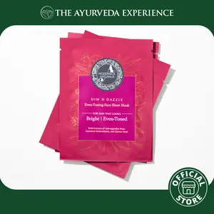 Dim N Dazzle Even-Toning Face Sheet Mask – Brightens, Hydrates Dull, Dry, Aging Textured Skin - Unique ‘Serum-Drench Method’ with Sappan Wood Bark & Manjistha – Best Banana Fiber Sheet Mask for Glowing, Glass-Like Skin