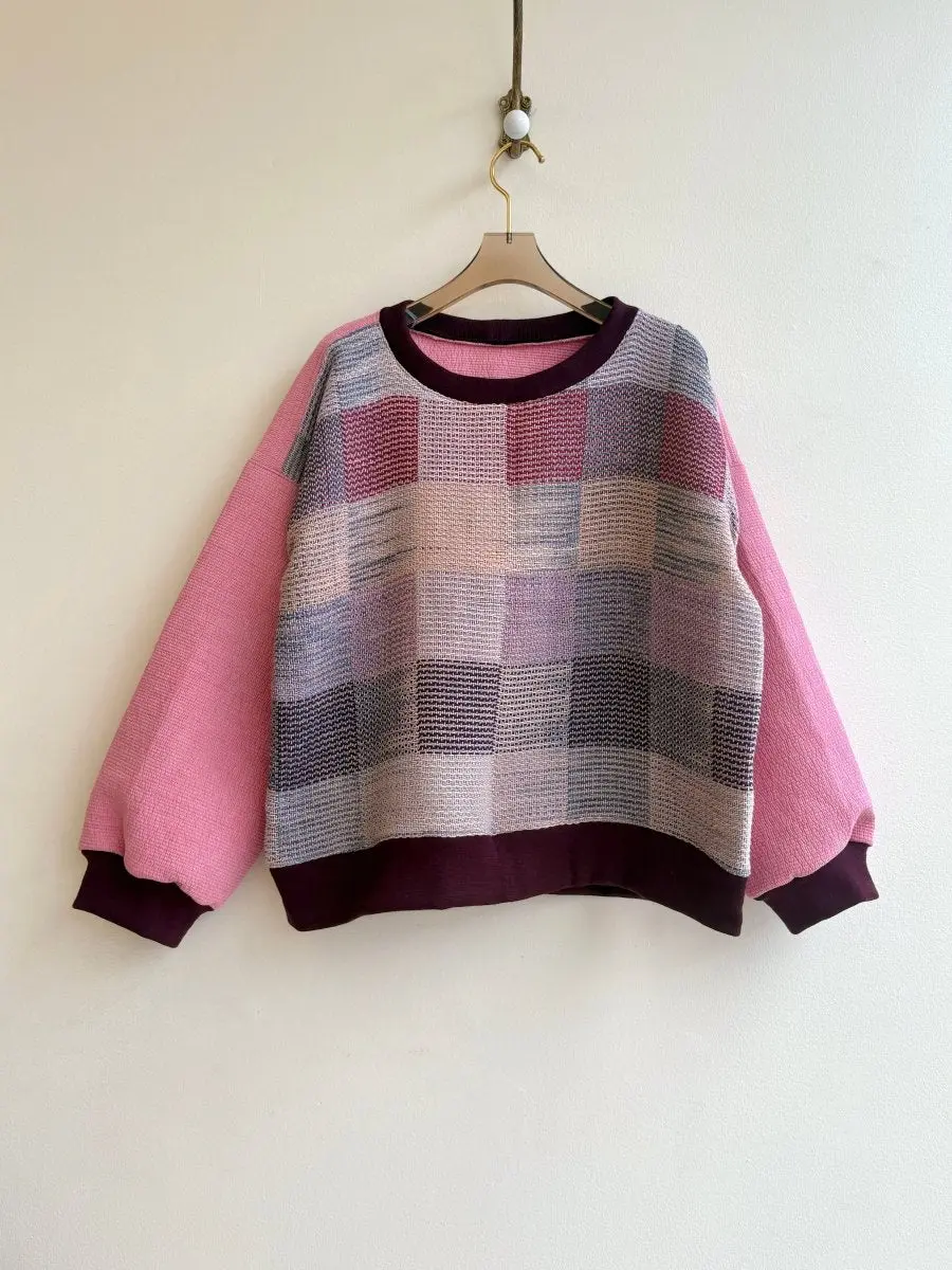 Cranberry Pink Handwoven Double Quilted Sweater