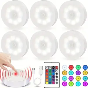 Rechargeable Magnetic RGB LED Night Light, 12 Colors, Adjustable RGB Lighting, IR Remote Control, Breathing & Running Mode, Wall Mount, Hallway, Stairs, Bedroom, Kitchen, Living Room Decor