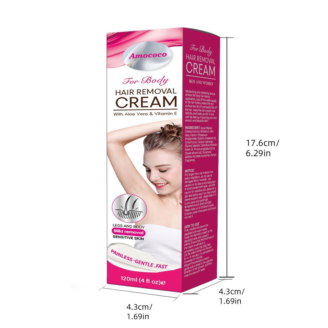 Bikini Gel for Women & Men Epilator Cream Unwanted Hair Removal for All Skin Types 120ml 4.0oz Hair Softening and Removal Cream