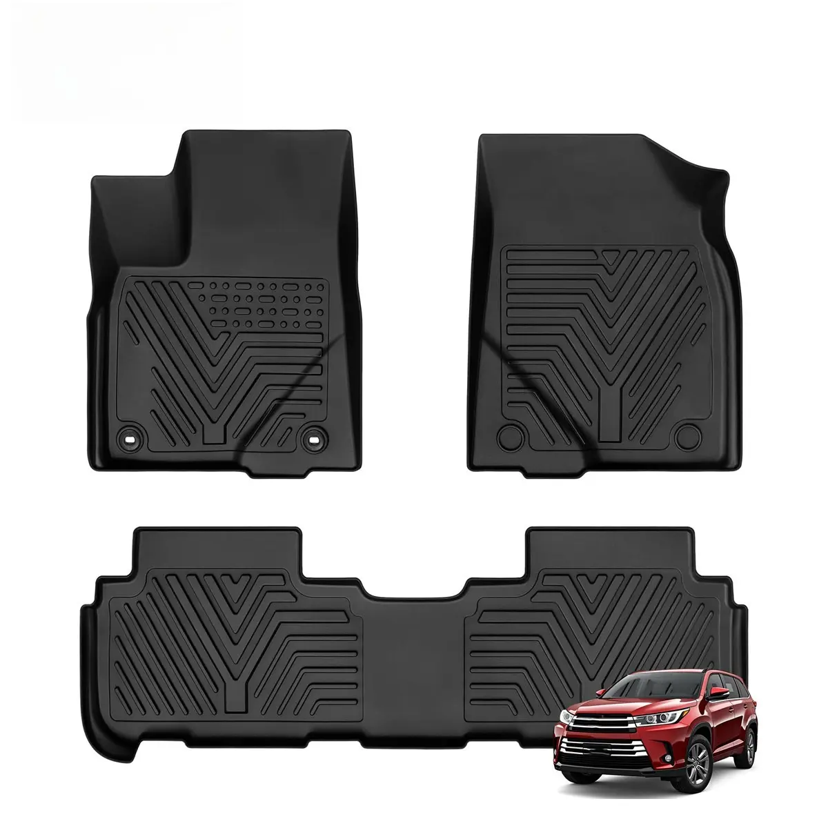 Floor Mats for 2014-2019 Toyota Highlander All Weather 3D TPE Liners