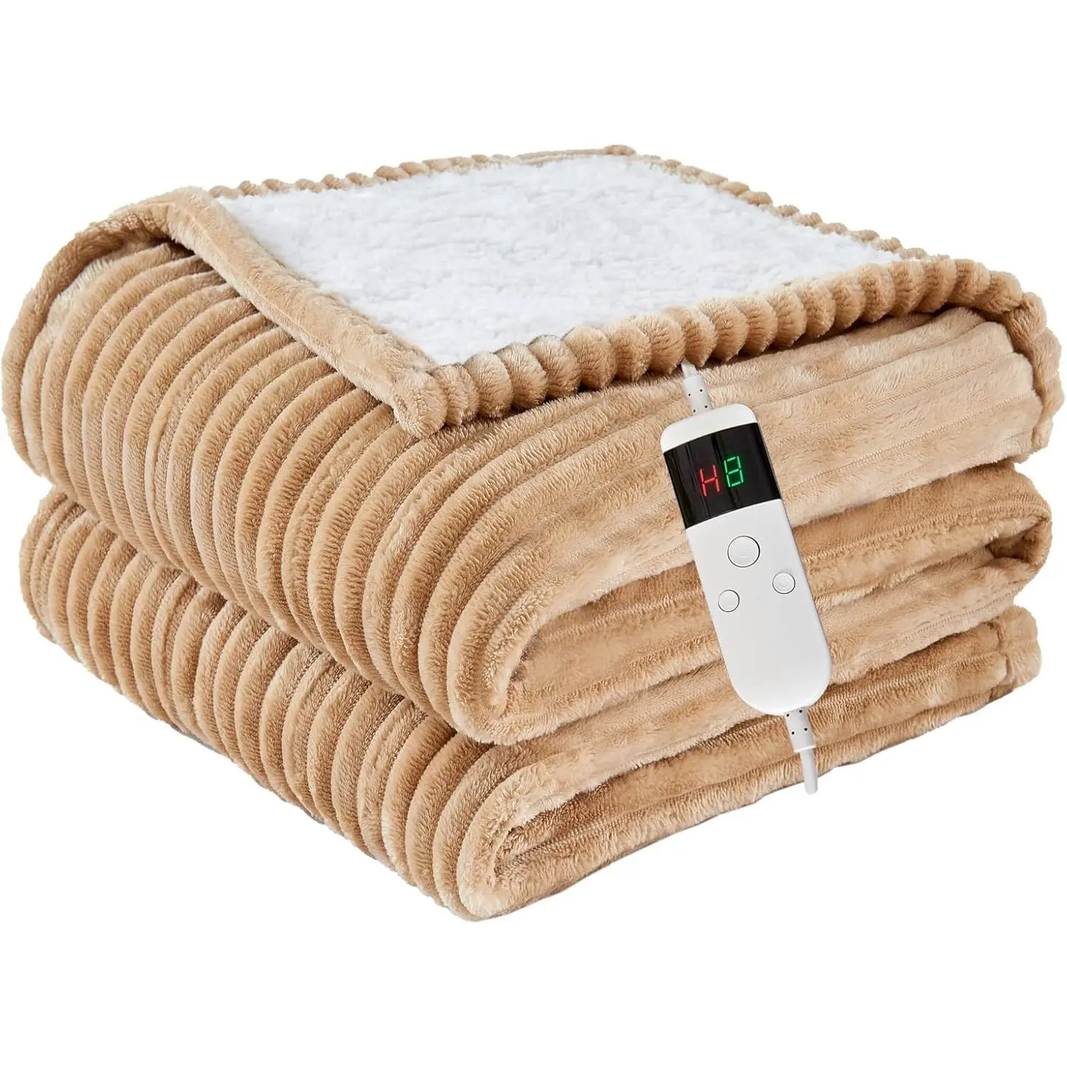 Heated Blanket Electric Throw, Soft Flannel Heating Blanket with 8 Hours Auto Off 10 Fast Heating Levels Machine Washable Sherpa Heated Blanket with Overhe