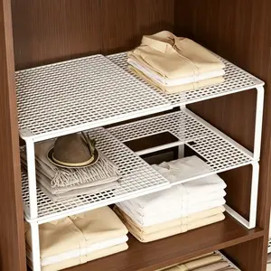 Adjustable Closet Shelf Organizer, Expandable Wardrobe Divider Rack for Clothes, Towels and Storage, Space-Saving Closet Shelf Separator