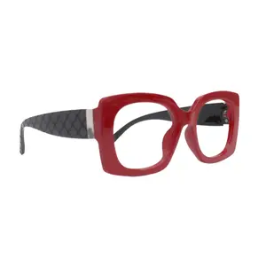 Tokio Reading Glasses, Red With Black , Large Frame, High End Readers, Bifocal,  Sun readers, Trendy Style,  NY Fifth Avenue Clear Crystal