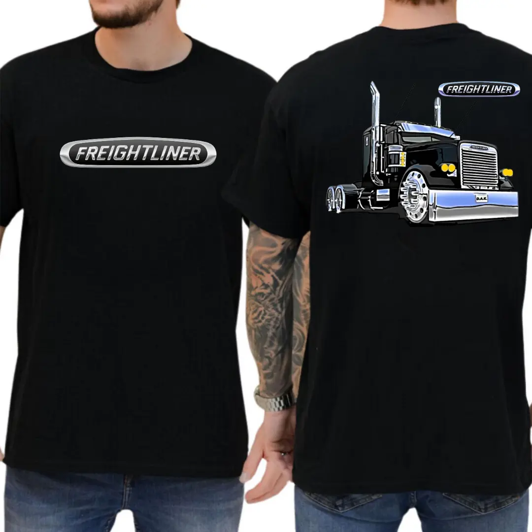 Unisex Freightliner Cargo King Vintage Short-Sleeve Round Neck Cotton Sports Top - Casual Classic Print, Sturdy Truck Logo, Relaxed Fit, All-Season Comfort, Multi-Size, Gift for Trucking Fans