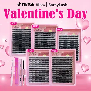 BamyLash Natural Look Fluffy Lightweight False Eyelashes Kit, Soft Individual Lashes Set, Professional Eye Makeup Products for Women, Cosmetic, Diy Eyelash Clusters Extensions