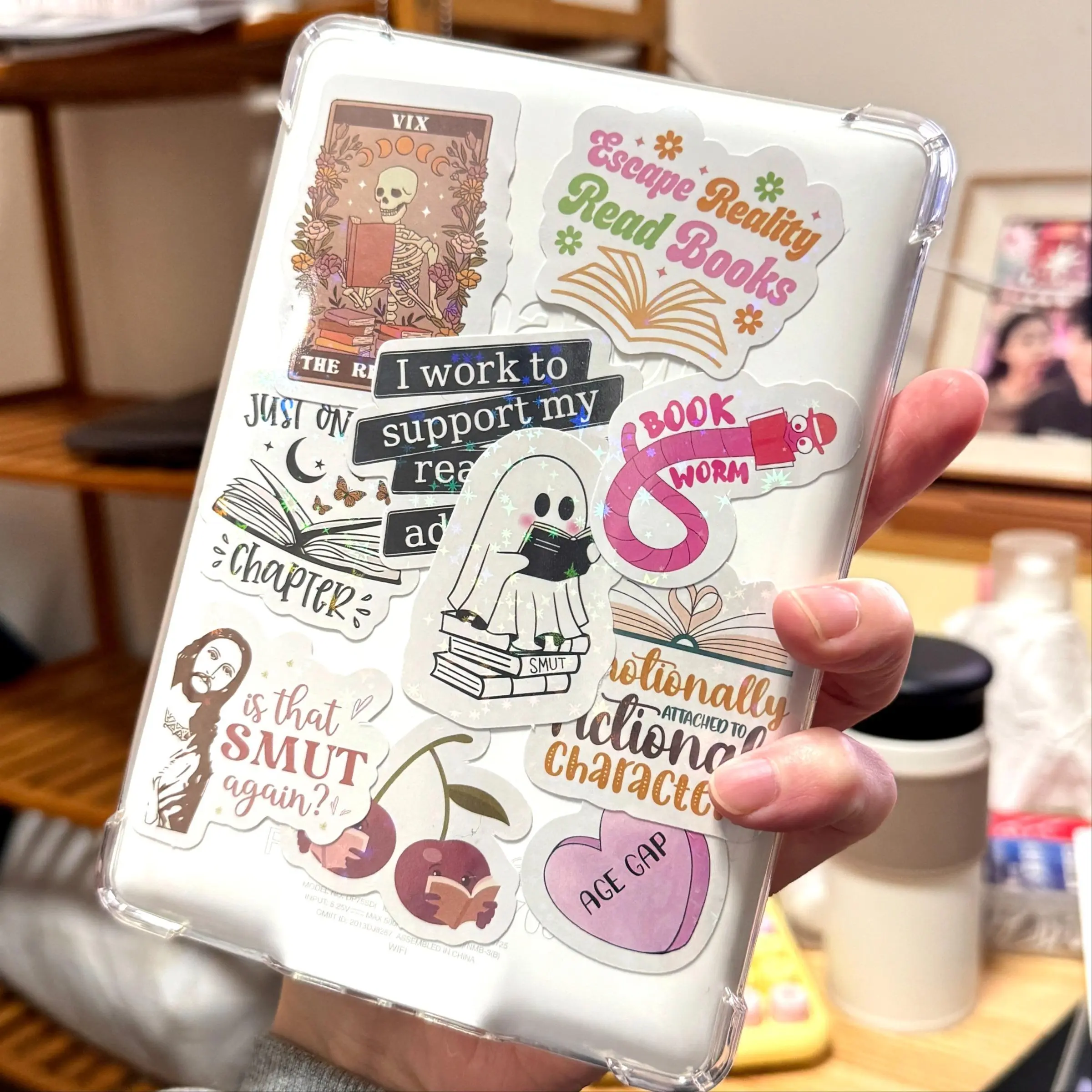 Bookish Sticker & Bookmark & Canvas Tote Bag Set, 123pcs Including 120 DIY Decals & 2 Bookmark & 1 Bag, Sticker for Kindle, Laptops, Water Bottles