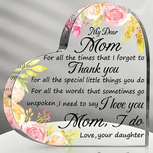 First Mother's Day Heart Acrylic Plaque Personalized New Mom Desk Ornament