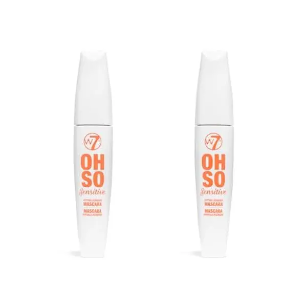 W7 Oh so Sensitive Hypoallergenic Mascara - Black (pack of 2) | For Sensitive Eyes, Vitamin E, Vegan Formula