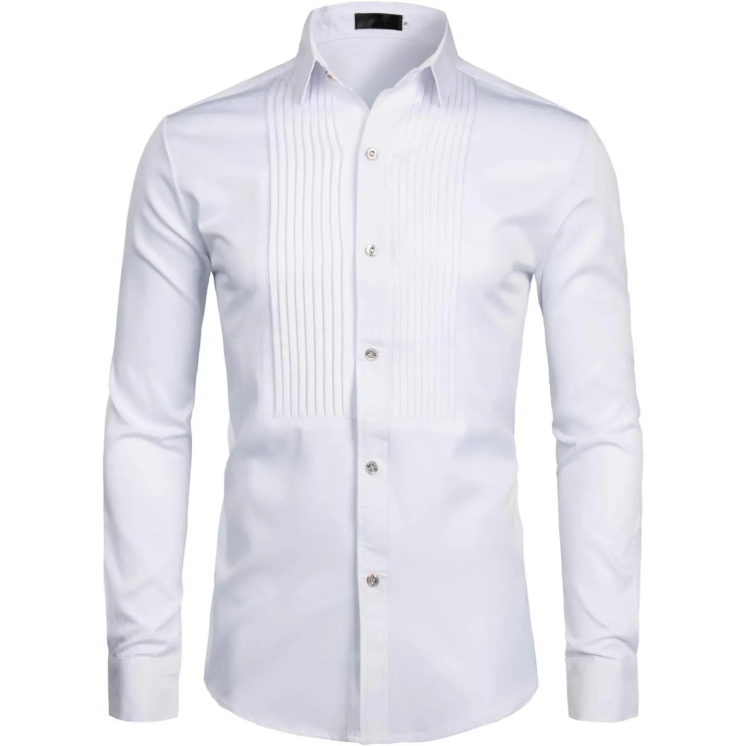 Men's Slim-Fit Long-Sleeve Tuxedo Dress Shirts - Korean Menswear Tops for Prom, Performances