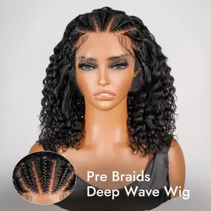 [Clearance Sale] Wiggins Hair Stylist Wig Pre Braided Deep Wave 13x4 Lace Front Wig Braided Lace Frontal Wigs Human Hair