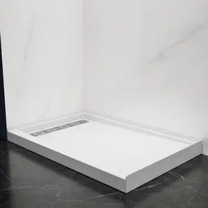 Pequod-L 48"x32" Premium Solid Surface Shower Base,Non-Porous,Stain-Resistant,Long-Lasting