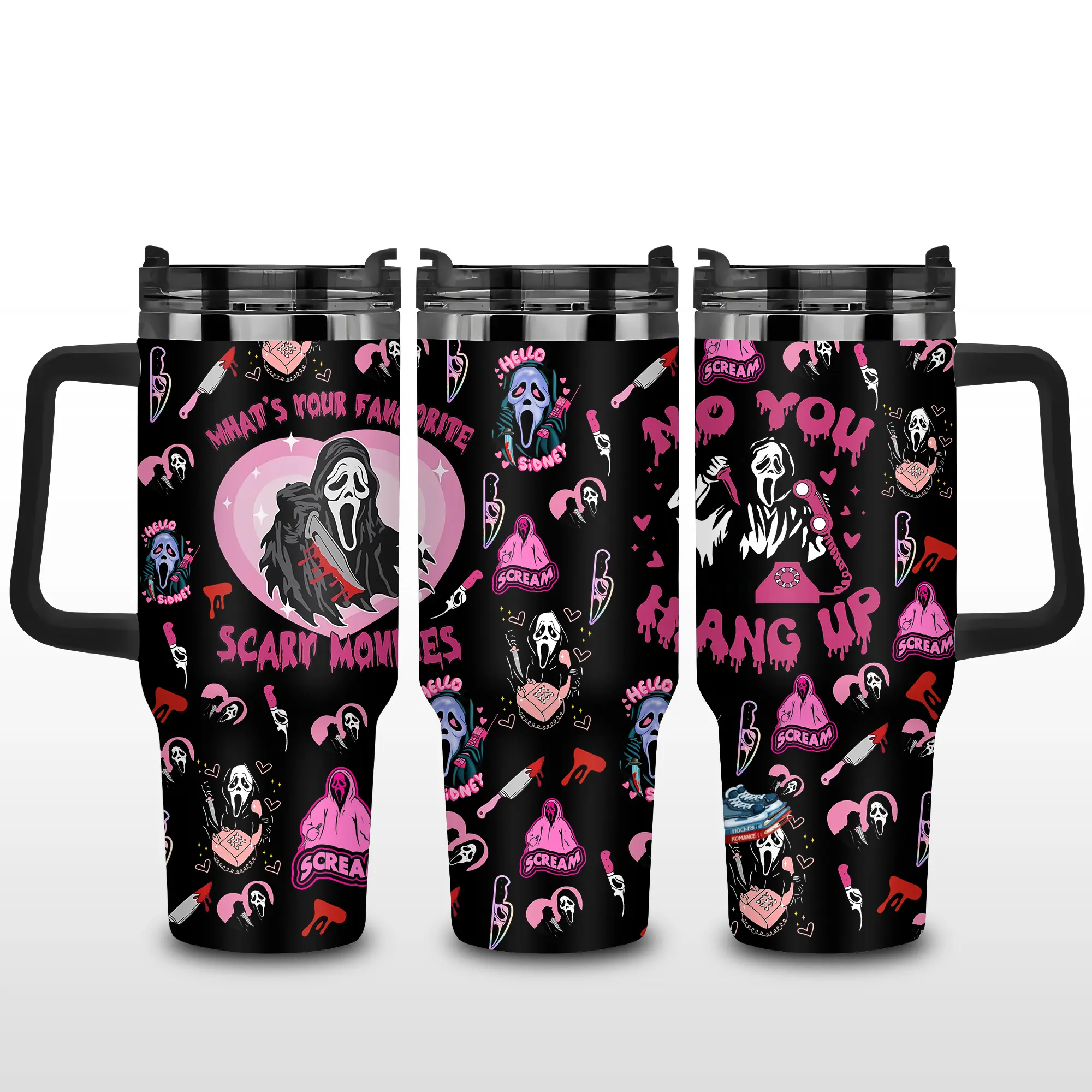 No You Hang Up Ghostface Scream Movie Tumbler Cup 40oz, Scream Horror Movie Tumbler 40oz, Gift for Her, Horror Movie Character Tumbler 40oz, Halloween Gift