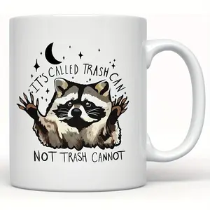 [Funny Ceramic Coffee Raccoon Mug] 1pc Funny Raccoon Ceramic Coffee Mug - 11 oz Insulated Novelty Cup, Hand Wash Only, Reusable, Ideal for Home & Office, Perfect for Christmas, Halloween, Easter, Hanukkah, Thanksgiving Gift