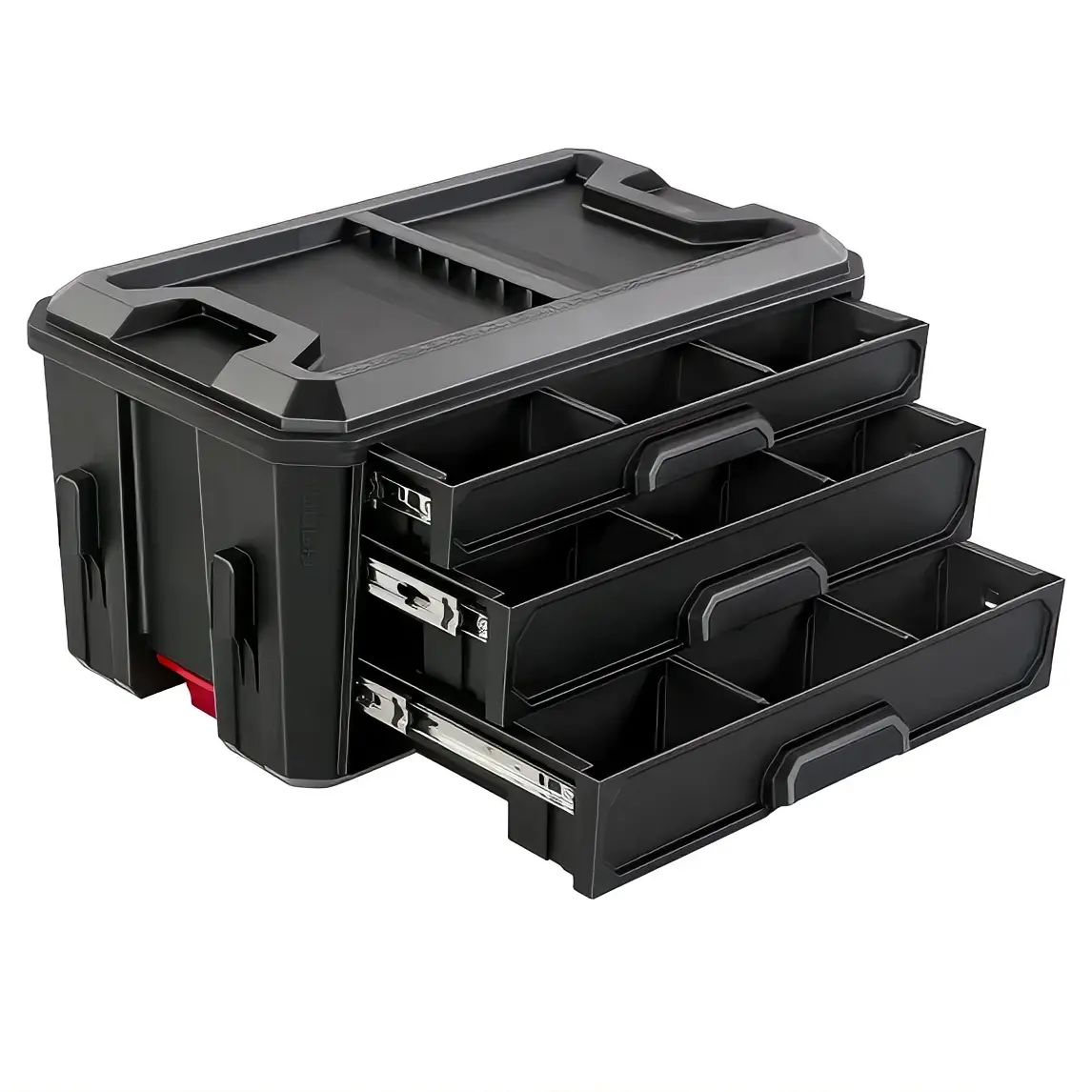 Hyper Tough Hyper Stack 3-Drawer Tool Storage Box, Black