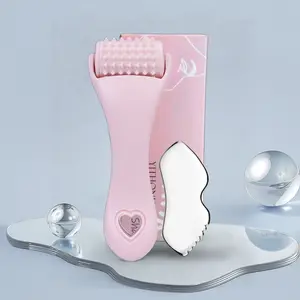 Acupuncture Massage Roller & Stainless Steel Gua Sha Tool, Portable Manual Roller for Pain Relief, Puffiness Reduction, Muscle Relaxation