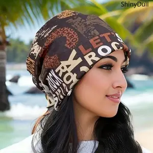 Women's Retro Print Floral Digital Adjustable Sun Cap - Unisex Fit Lightweight Brimless Bucket Hat, Sports & Outdoor Accessory