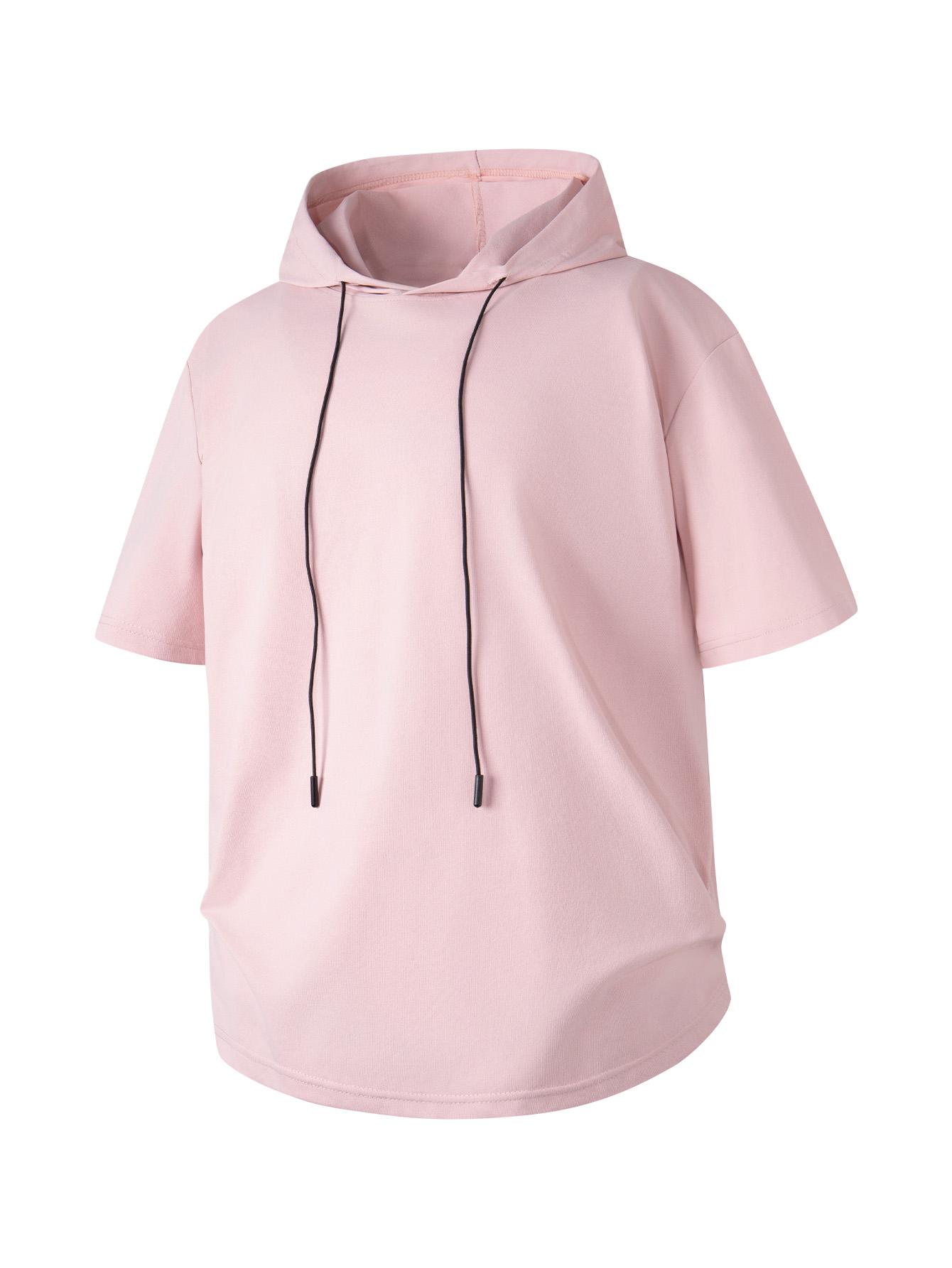 Men’s short-sleeve hoodie, quick-dry ice cool breathable hooded T-shirt, loose-fit casual athletic top for gym workouts and everyday wear