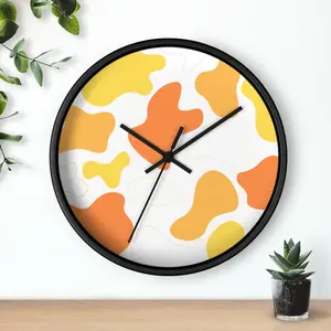 Orange Camouflage, Cow Print, Splatter Home Decor Design Gift Idea Wall Clock