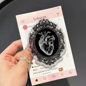 Gothic Heart with MagSafe Phone Grip, Horror Aesthetic Magnetic Phone Holder, Kawaii Scary Fan Gift , Kindle Accessories sticky Baby mount Library Card Flower-Shaped Multi-Functional Stand Universal Car Double-Sided Octo Adjustable Portable