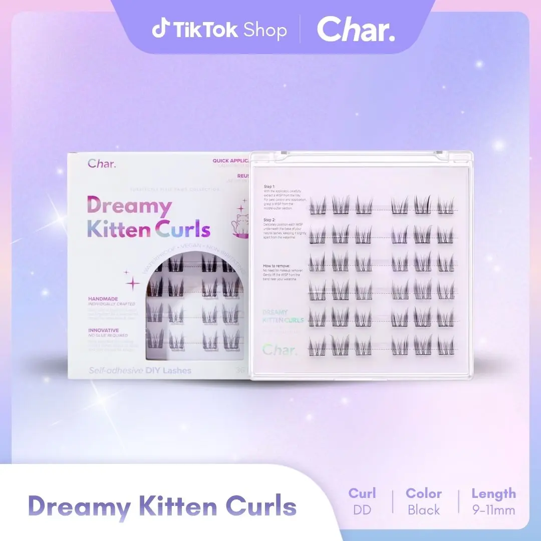 Dreamy Kitten Curls - Pre glue  U-shape Adhesive Natural Subtle Adorable Lash Extensions , C curl , 9-11mm