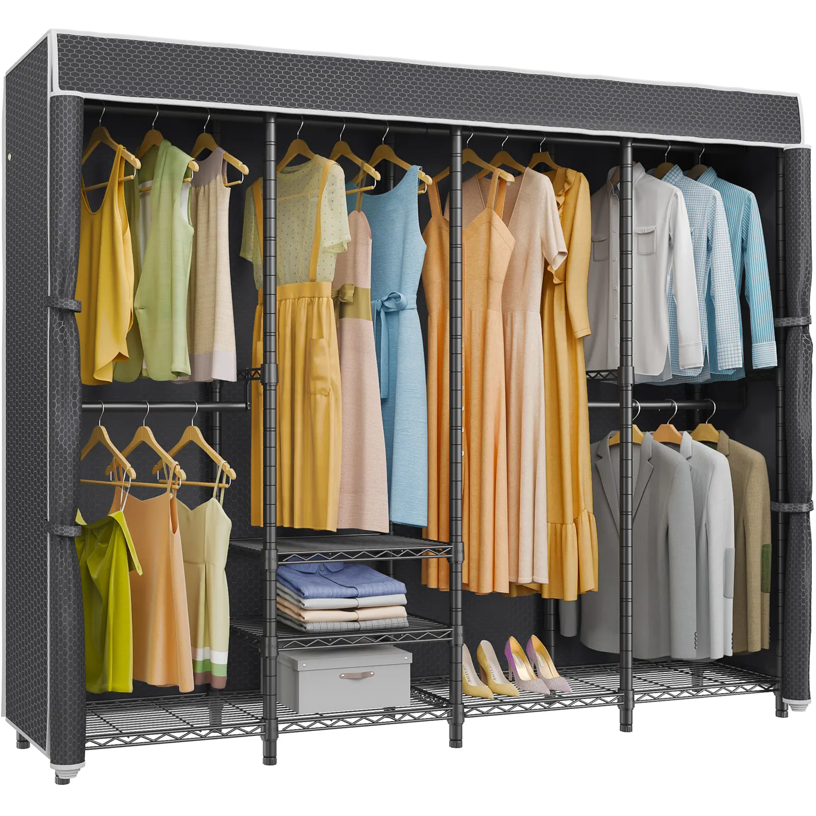 VIPEK V40C Covered Portable Wardrobe Freestanding Closet Organizer, No Drill Heavy Duty Clothing Rack with Black Oxford Cover, Closet System for Bedroom Storage Modern Organization
