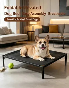 No More Stuffy Beds! Elevated Dog Bed with Cooling Mesh, Supports 90lbs, Easy Assembly Foldable Raised Dog Bed for Small Medium Large Dogs