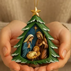 Nativity Scene Christmas Tree Ornament - Holy Family, Mary and Jesus, Star and Manger - Religious Christmas Tree Hanging Decoration, Durable Holiday Ornament, Suitable for Home Use