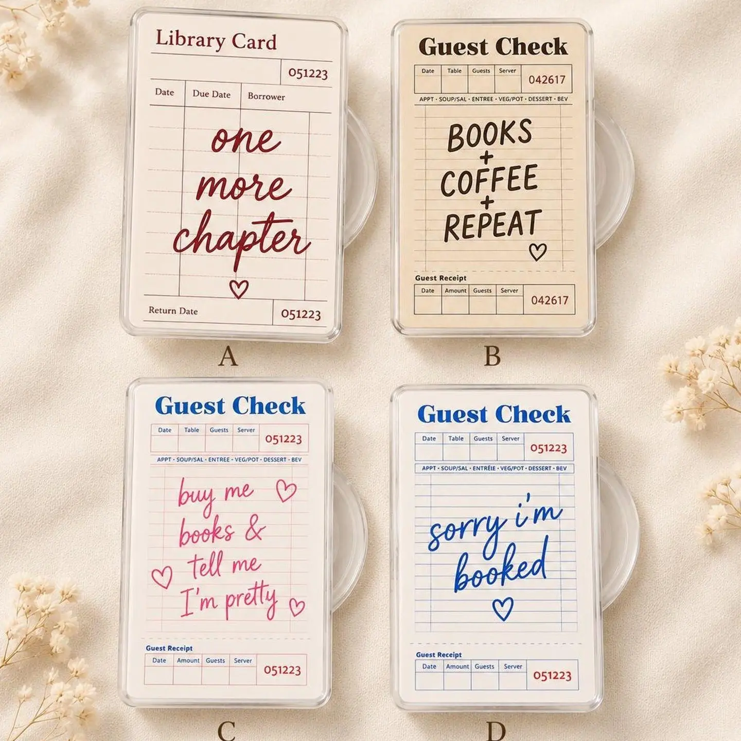Bookish Library Card Guest Check Phone Grip, Reader Gift, Library Card Phone Grip, Guest Check Magsafe Grip, Kindle Grips, Phone Holder Adjustable Compact