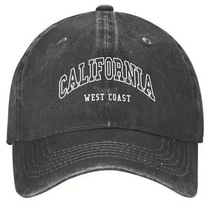 California West Coast Vintage Throwback Snapback Cap - Adjustable Unisex Baseball Hat for Men & Women, Black with White Lettering, Machine Washable Casual Streetwear, Everyday Headwear, Classic Sporty Design, Structured Brim