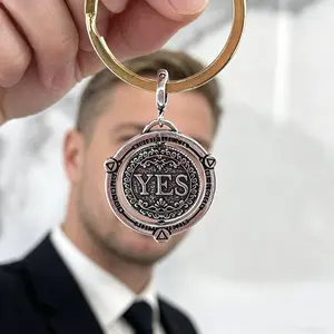 Rotating Yes or No Decision Coin Keyhain Unisex Daily Accessory