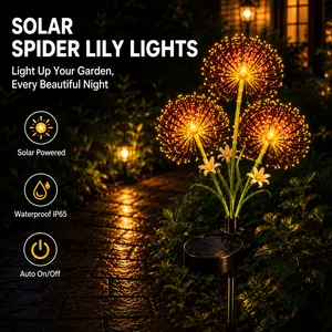 Solar Spider Lily Lights Lights for Kitchen Dining Room Decor, Aesthetic Spider Lily Lamp for Home Windowsill & Patio, Waterproof Mood Lighting