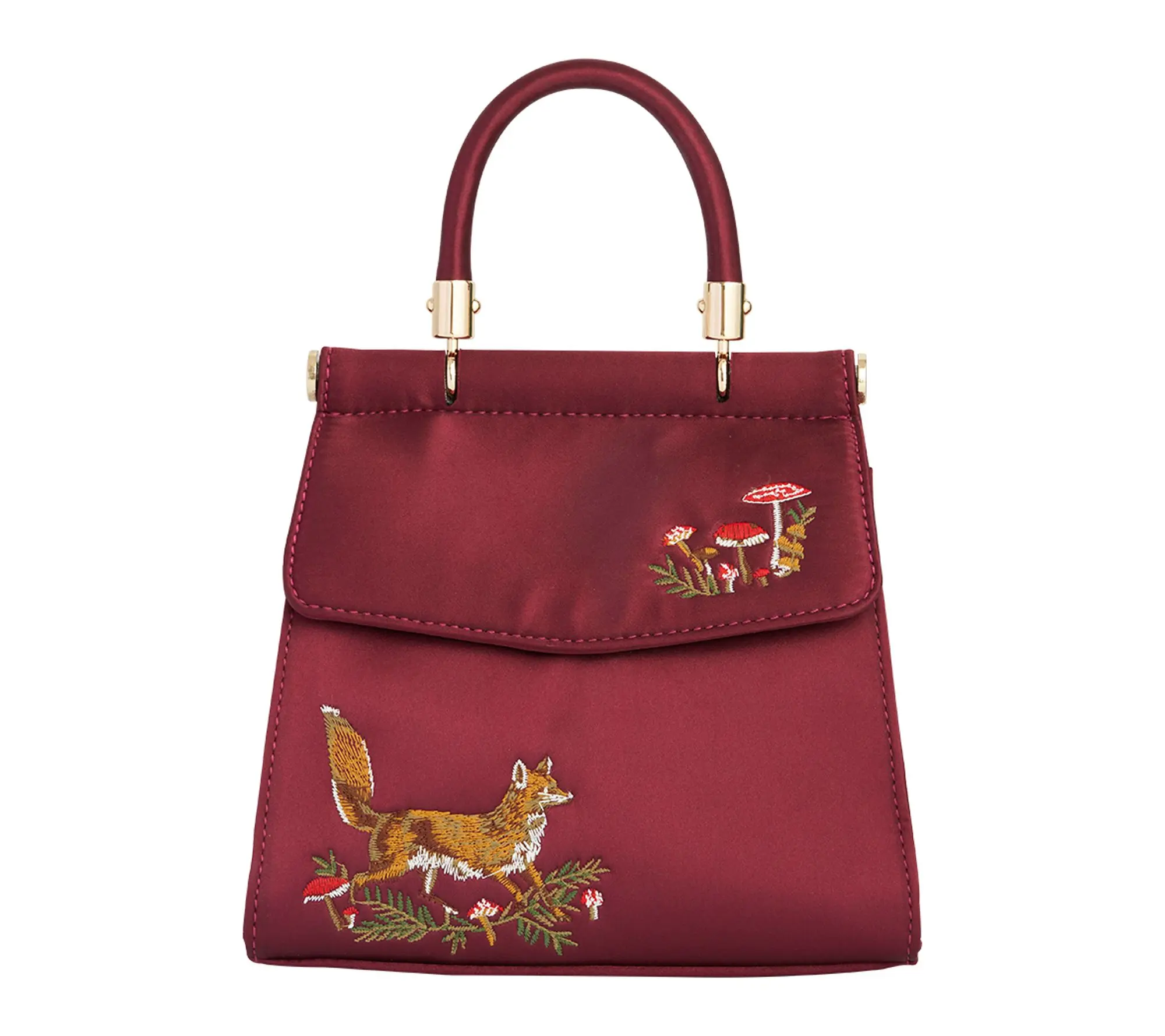 Fable England Fox Mushroom Embroidered Satin Tote Fable England Fox Mushroom Embroidered Satin Tote