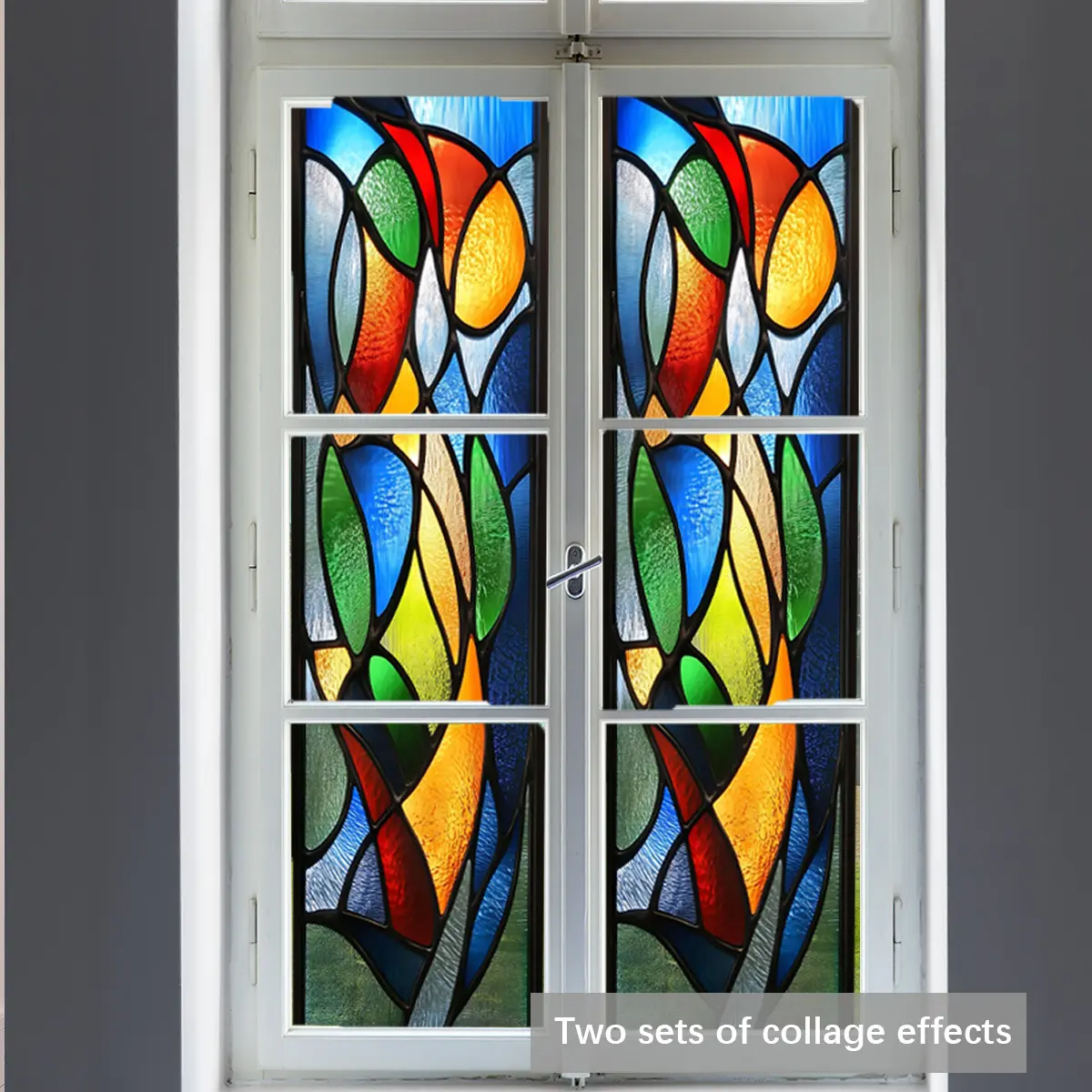 New Colorful Geometric Glass Sticker Decorative Decal for Bedroom Living Room Bathroom Windows, Dual-Sided Visible Static Adhesive Window Decal D20486-Yc