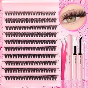 800Pcs/740Pcs/200Pcs Eyelashes Extension Set, Eyelash Extension Kit, Diy Eyelash Extensions, DIY Lash Clusters with Bond and Seal, Tweezers, and Brush, D Curl Mix Cluster Lashes for Natural/Dense/Cosplay, Individual Lash Extension for Party Eye Makeup