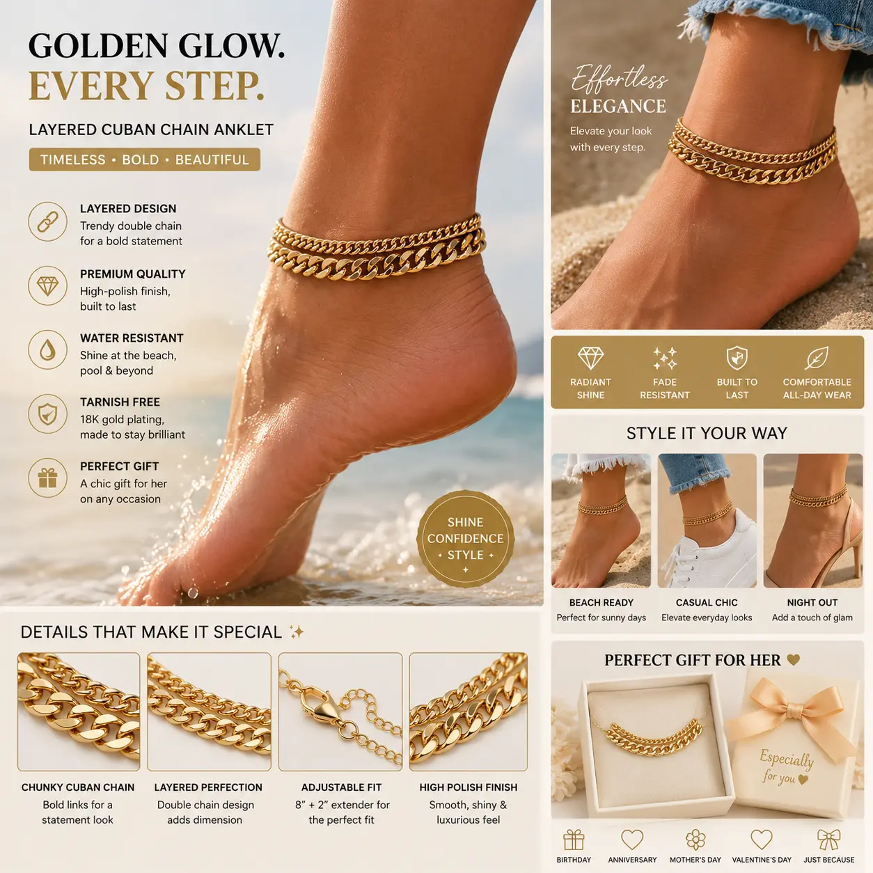 Double Layer Cuban Link Anklet for Fashionistas