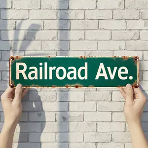 Railroad Ave - Vintage Style Street Sign - Aluminum Wall Art & Room Decor for Garage Bar Bedroom Farmhouse Home - 16" x 4" Rust Free Metal Poster