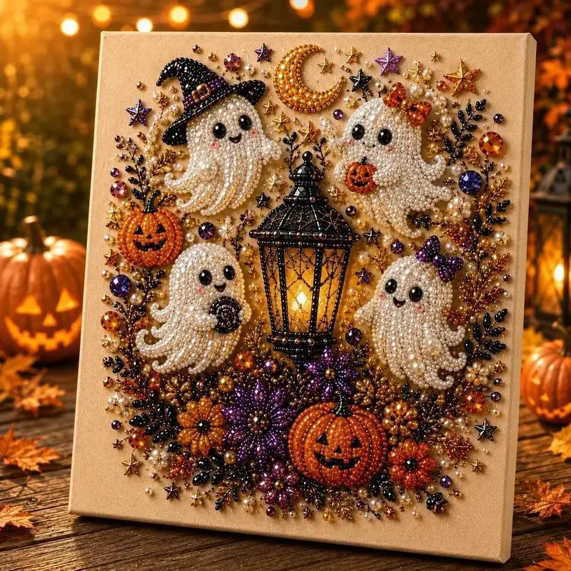 Frameless 3D Beaded Pearl Diamond Art Kit, Christmas Wreath Stocking Mosaic Painting, Stress Relief DIY Craft for Xmas Home Wall Decoration