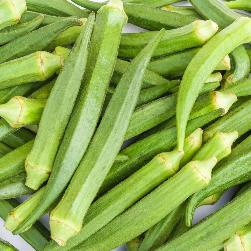 Organic Perkins Long Pod Okra Seeds (Abelmoschus esculentus) – High-Yielding Variety, Long, Tender Pods, Great for Frying and Pickling – 20+ Seeds