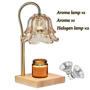 Lily of the Valley Candle Melter Lamp with 2 Halogen Bulbs & Vanilla Candle for Office Decor Sweet Mother's Day Gift