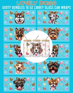 Lovely Dogs UVDTF Bundles - 16 Oz Libbey Glass Can Wrap