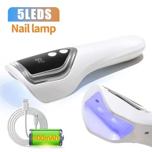 Handheld UV LED Nail Lamp USB Rechargeable Mini Manicure Lamp Nail Dryer 800mAh Large-capacity battery long battery life With 5 Lamp Beads Quick Drying Gel Nail Polish Portable Home DIY Salon Manicure