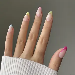 Soft Pink Translucent French Press-On Nails | Almond Shape | Clean Aesthetic